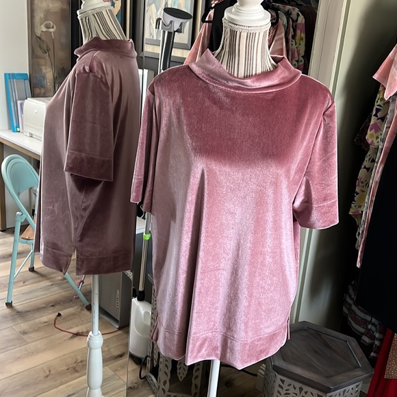 🔥Anthropologie, velvety rose, short sleeve blouse